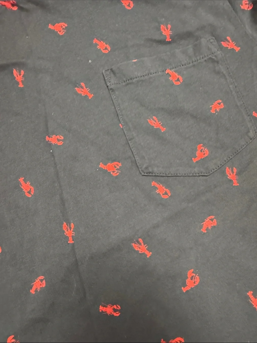 J. Crew Navy Pocket Tee with Red Micro-Print